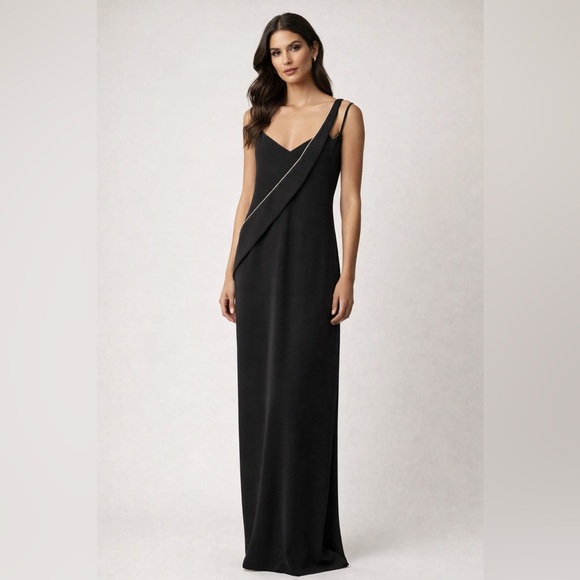 Zara Dresses & Skirts - Zara Black Maxi Formal Dress with Silver Embellished Accent